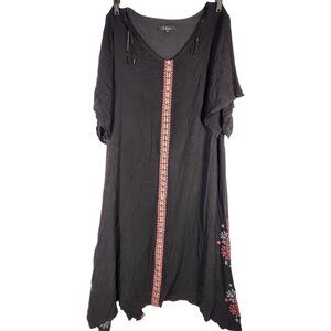 Calesas Womens Plus Maxi Dress Sharkbite Embroidered Tribal Western Boho 2X